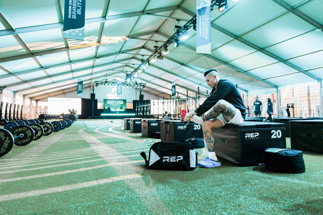 Athlete unloads their REP® Gym Bag.