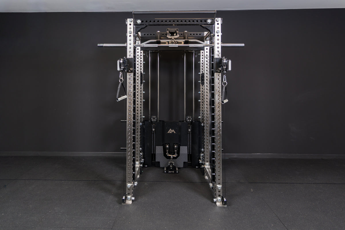 The Crossmember Pull-Up Bar on the front of an Ares™ 2.0 PR-5000 rack